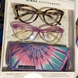 NEW Aimee Kestenberg 1.50 Blue Light Blocking Readers with Eyeglass Holder